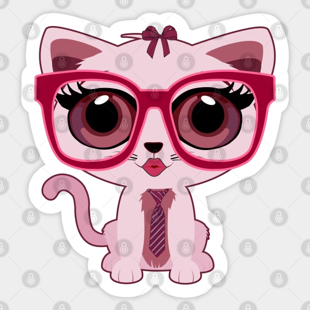 Kitten Nerd Sticker by adamzworld